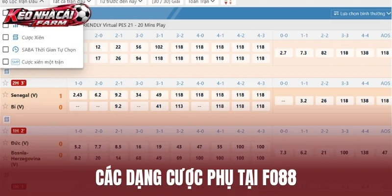 Các dạng cược phụ tại Fo88