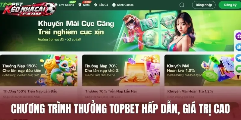 Chương trình thưởng Topbet hấp dẫn, giá trị cao