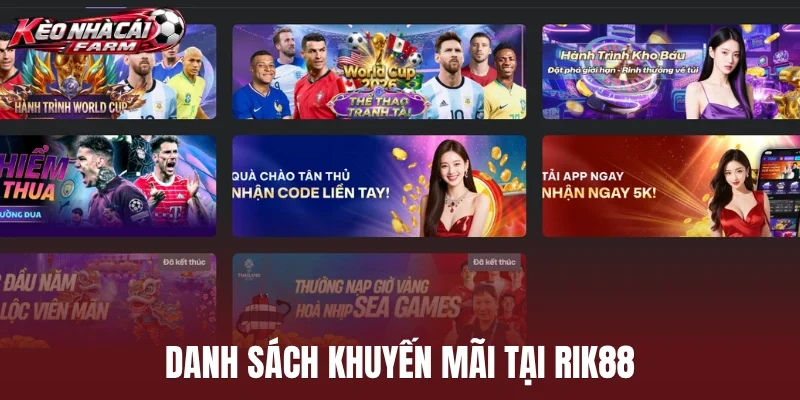 Danh sách khuyến mãi tại Rik88