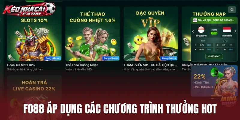 Fo88 áp dụng các chương trình thưởng hot