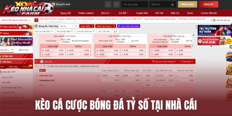 Kèo cá cược bóng đá tỷ số tại nhà cái
