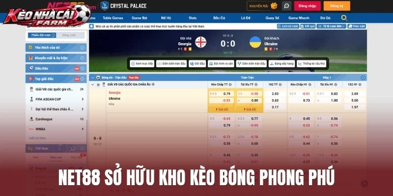 Net88 sở hữu kho kèo bóng phong phú