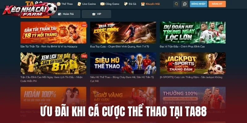 Ưu đãi khi cá cược thể thao tại Ta88